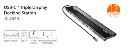 J5create USB-C Triple Display Docking Station - JCD543