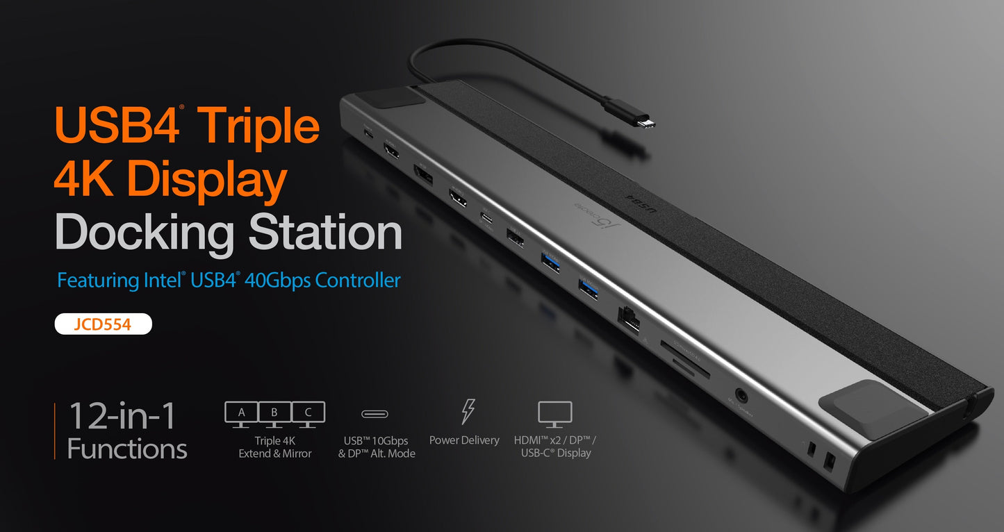 J5create USB4 Triple 4K Display Docking Station - JCD554
