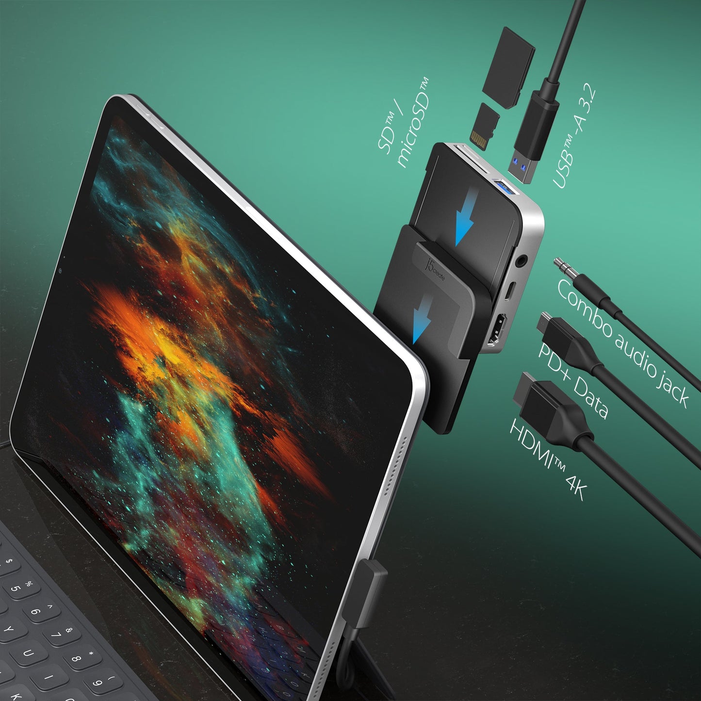 J5create USB-C to 4K 60 Hz HDMI Travel Dock for iPad Pro - JCD612
