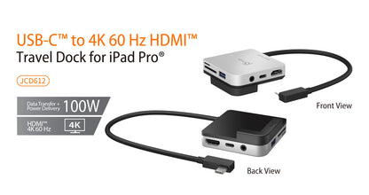 J5create USB-C to 4K 60 Hz HDMI Travel Dock for iPad Pro - JCD612