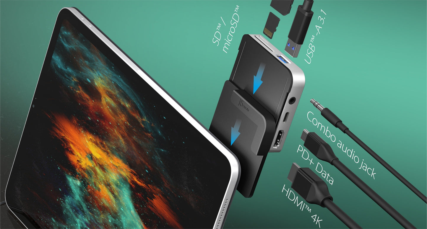 J5create USB-C to 4K 60 Hz HDMI Travel Dock for iPad Pro - JCD612
