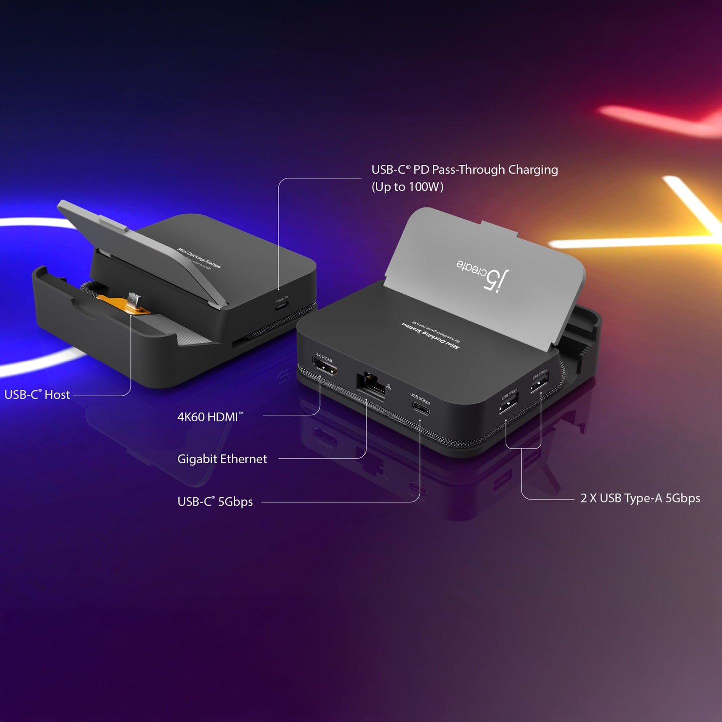 J5create Omni Side Dock for Nintendo Switch 2 and Steam Deck - JCD624