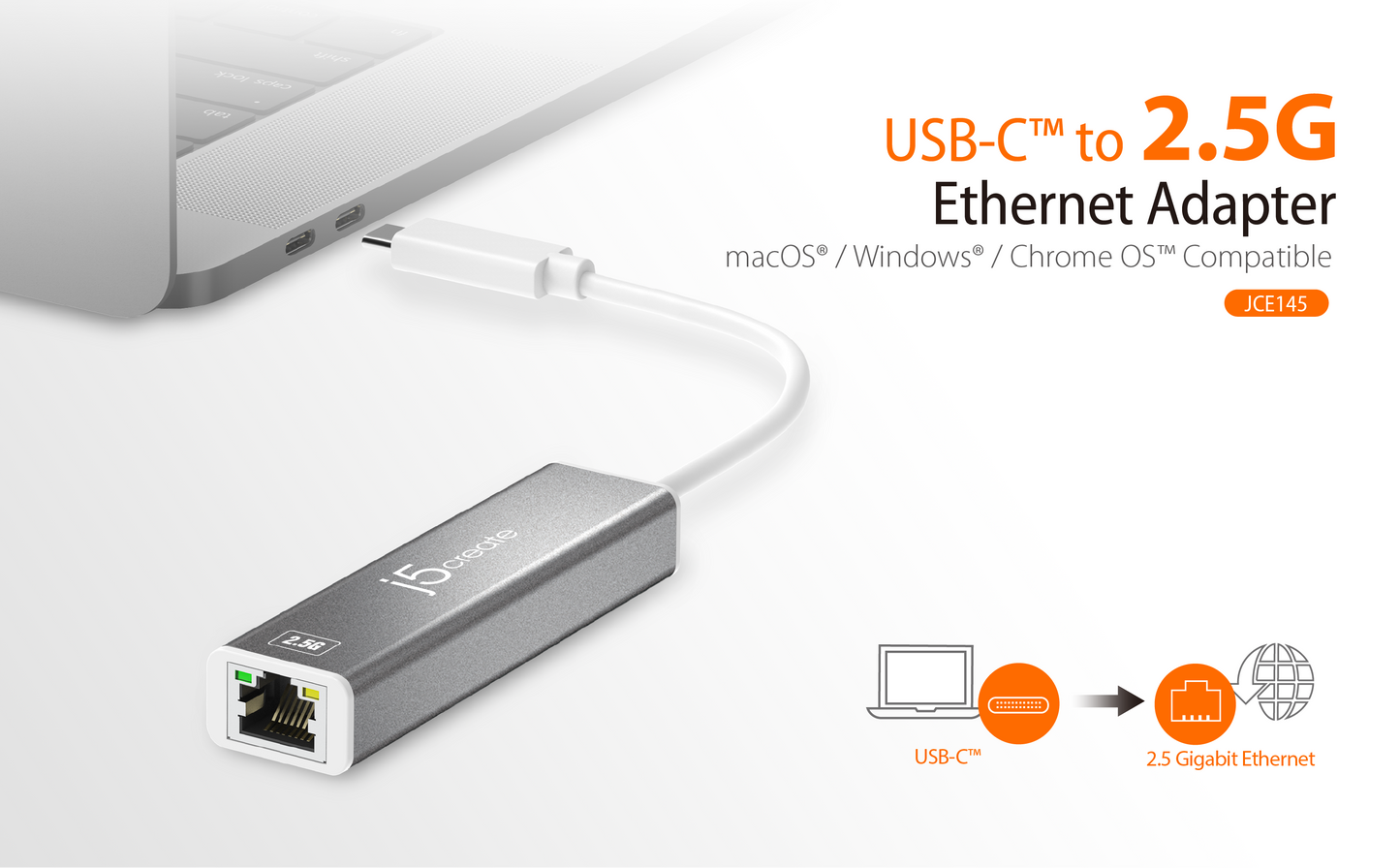J5create USB-C to 2.5G Ethernet Adapter - JCE145
