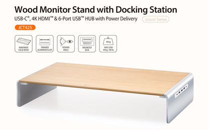 J5create Multi-Function Monitor Stand USB Type-C, 4K HDMI & 6-Port USB HUB with Power Delivery - JCT425