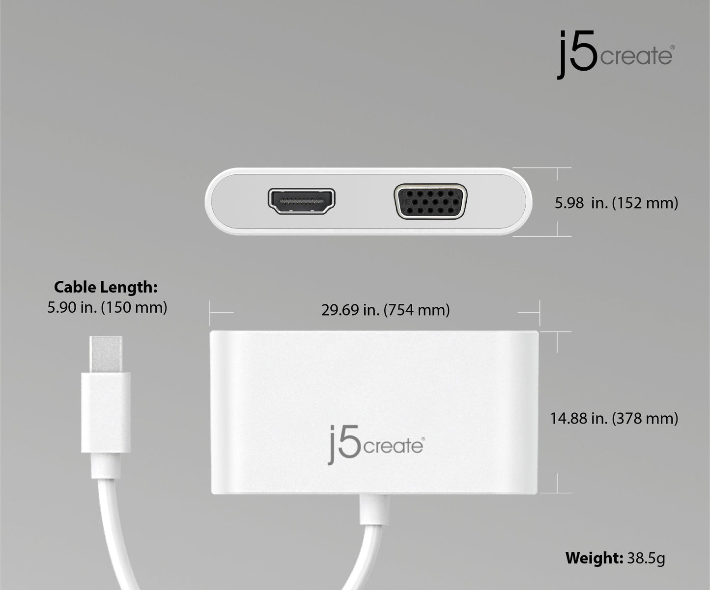 J5create mini DisplayPort to HDMI/ VGA Adapter - JDA172