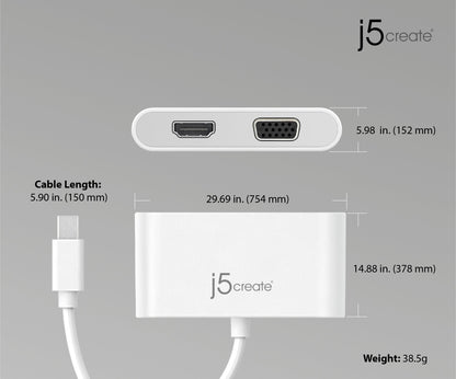 J5create mini DisplayPort to HDMI/ VGA Adapter - JDA172