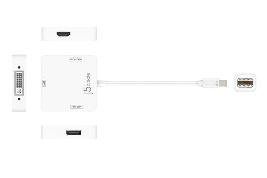 J5create mini DisplayPort to 4K DisplayPort/4K HDMI/DVI Adapter - JDA173