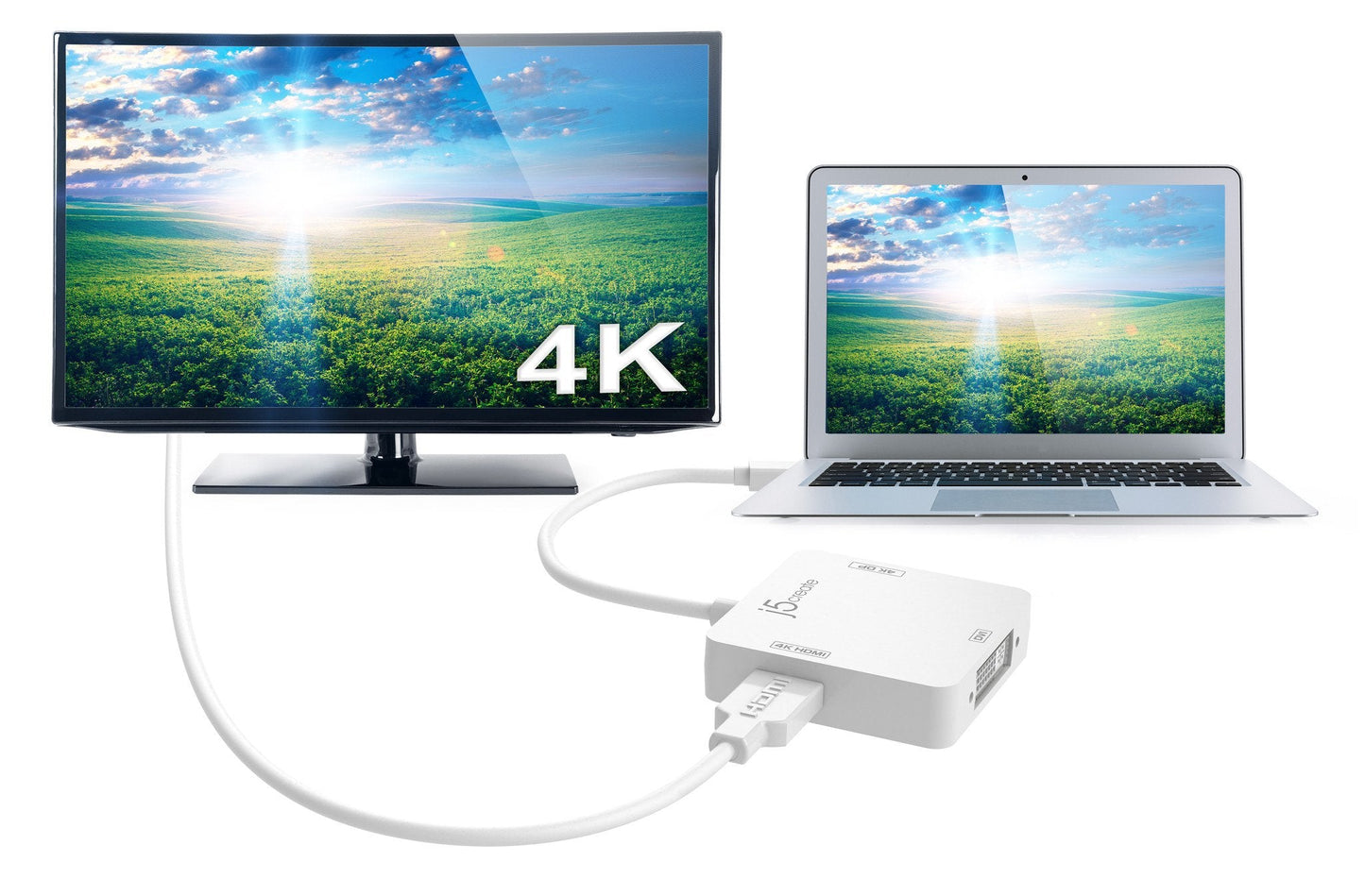 J5create mini DisplayPort to 4K DisplayPort/4K HDMI/DVI Adapter - JDA173