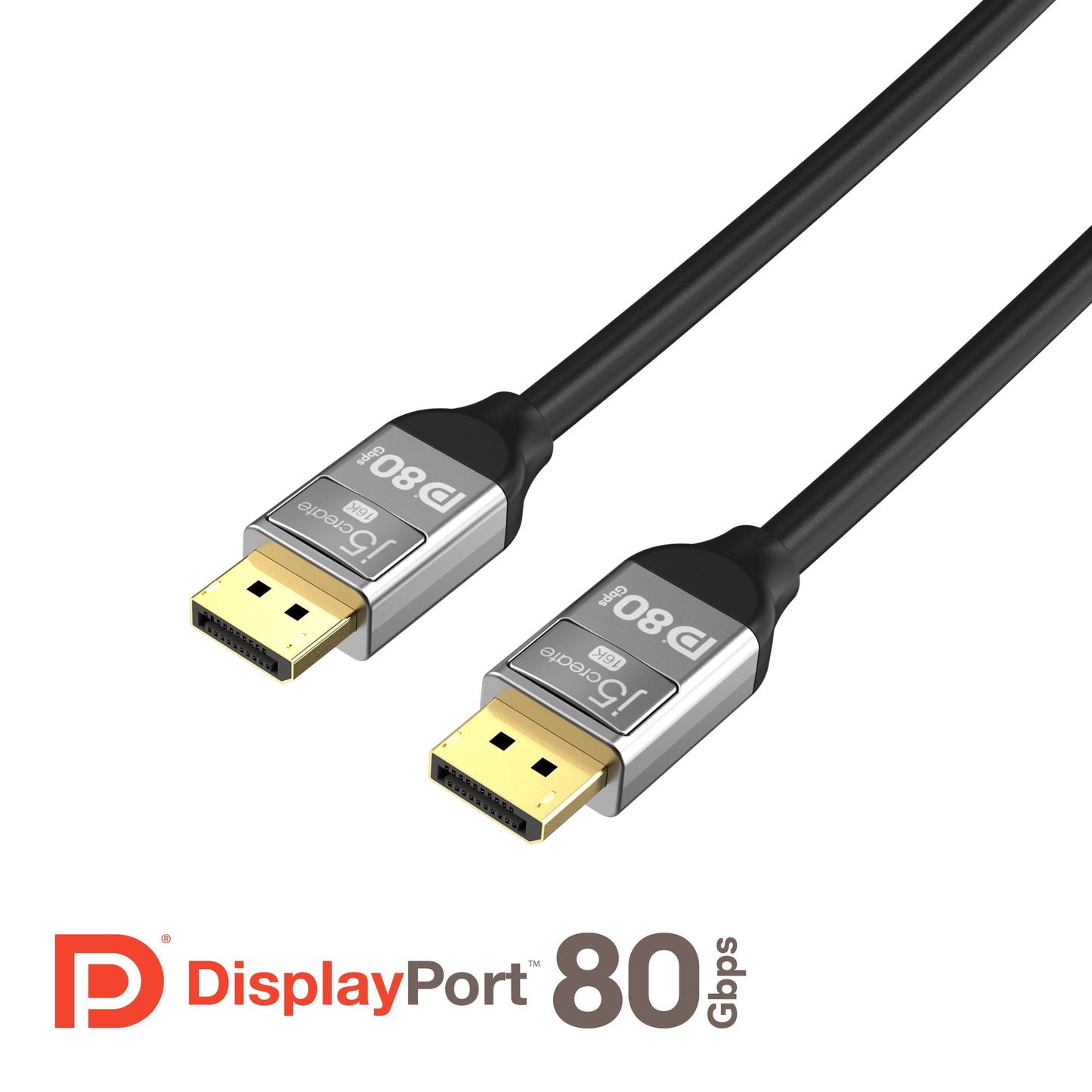 J5create VESA Certified 16K DisplayPort 2.1 80Gbps Cable - JDC44L16