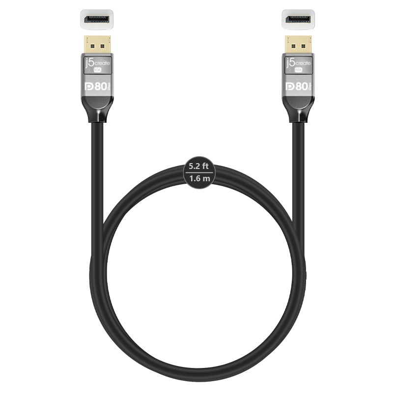 J5create VESA Certified 16K DisplayPort 2.1 80Gbps Cable - JDC44L16