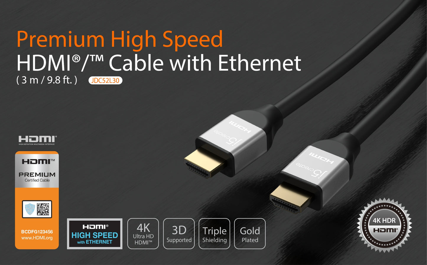 J5create Premium High Speed HDMI/ Cable with Ethernet - JDC52L30