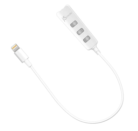 J5create White Premium Audio Adapter with Lightning Connector - JLA160