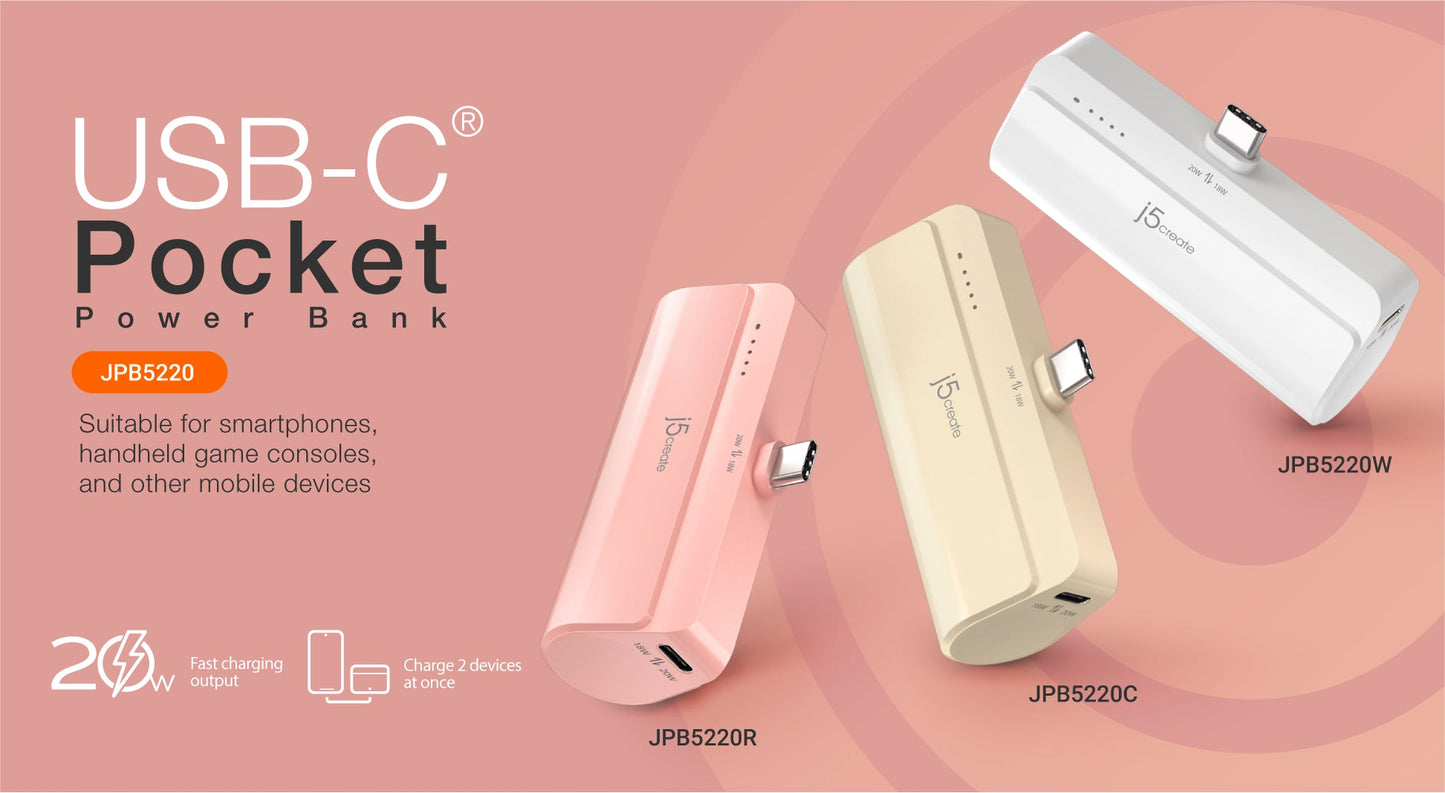J5create USB-C Pocket Power Bank - JPB5220