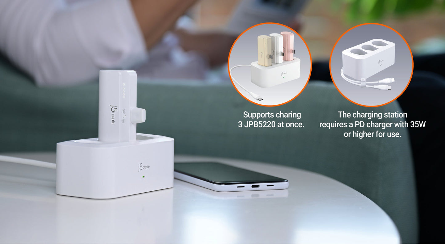 J5create USB-C Pocket Power Bank with Charging Station - JPB5220S1A