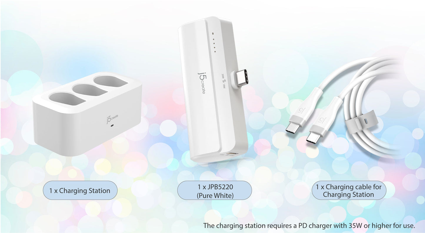 J5create USB-C Pocket Power Bank with Charging Station - JPB5220S1A