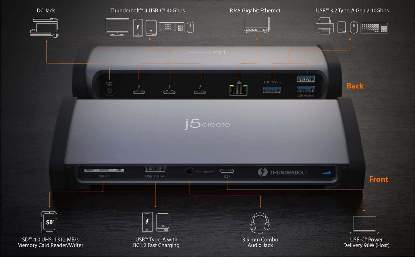 J5create 8K Thunderbolt 4 Docking Station - JTD562