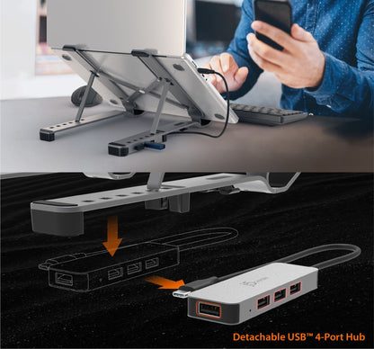 J5create Laptop Stand with USB 4-Port Hub - JTS223