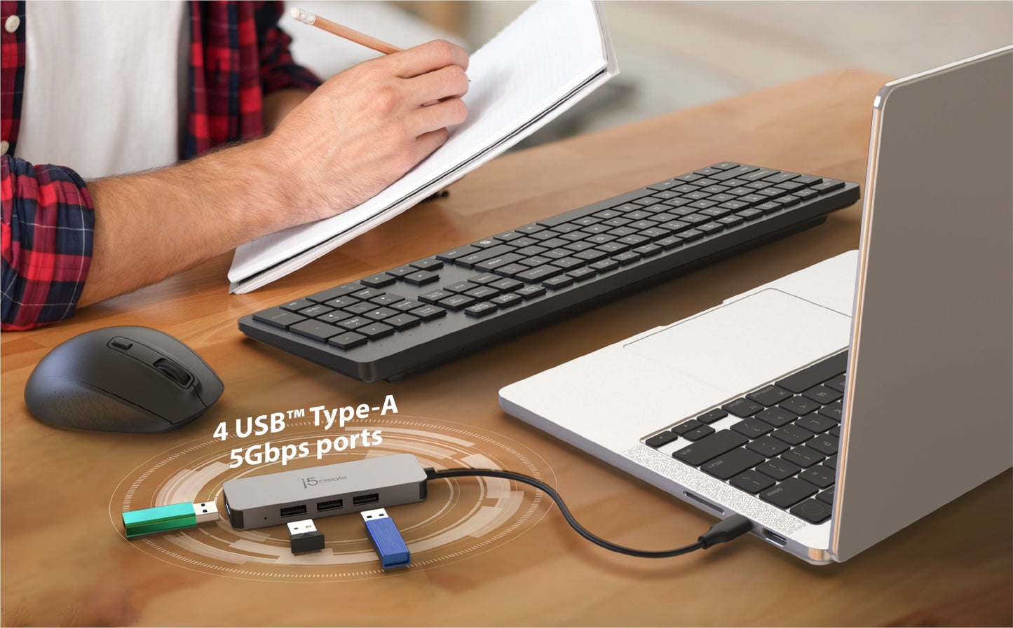J5create Laptop Stand with USB 4-Port Hub - JTS223