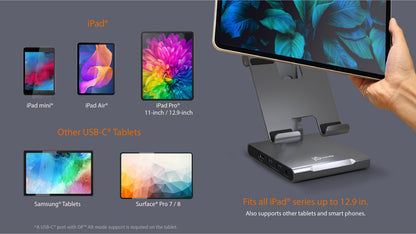 J5create Multi-Angle Stand with Docking Station for iPad Pro - JTS224