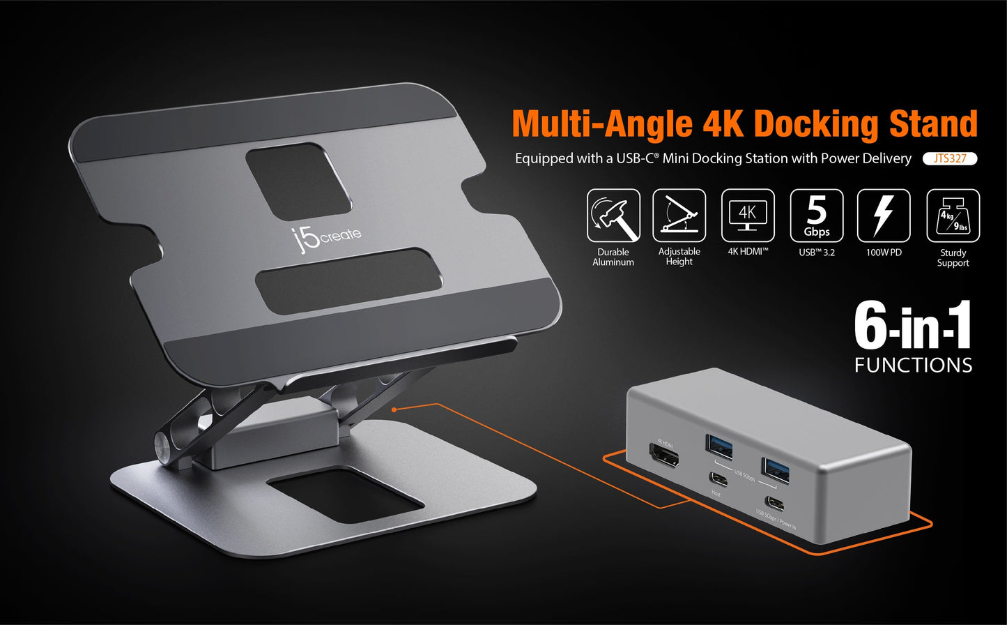 J5create Multi-Angle 4K Docking Stand - JTS327