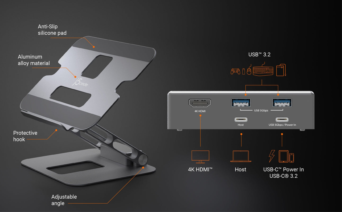 J5create Multi-Angle 4K Docking Stand - JTS327