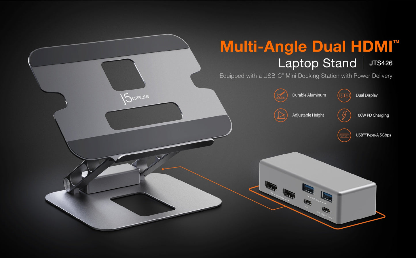 J5create Multi-Angle Dual HDMI Laptop Stand - JTS426