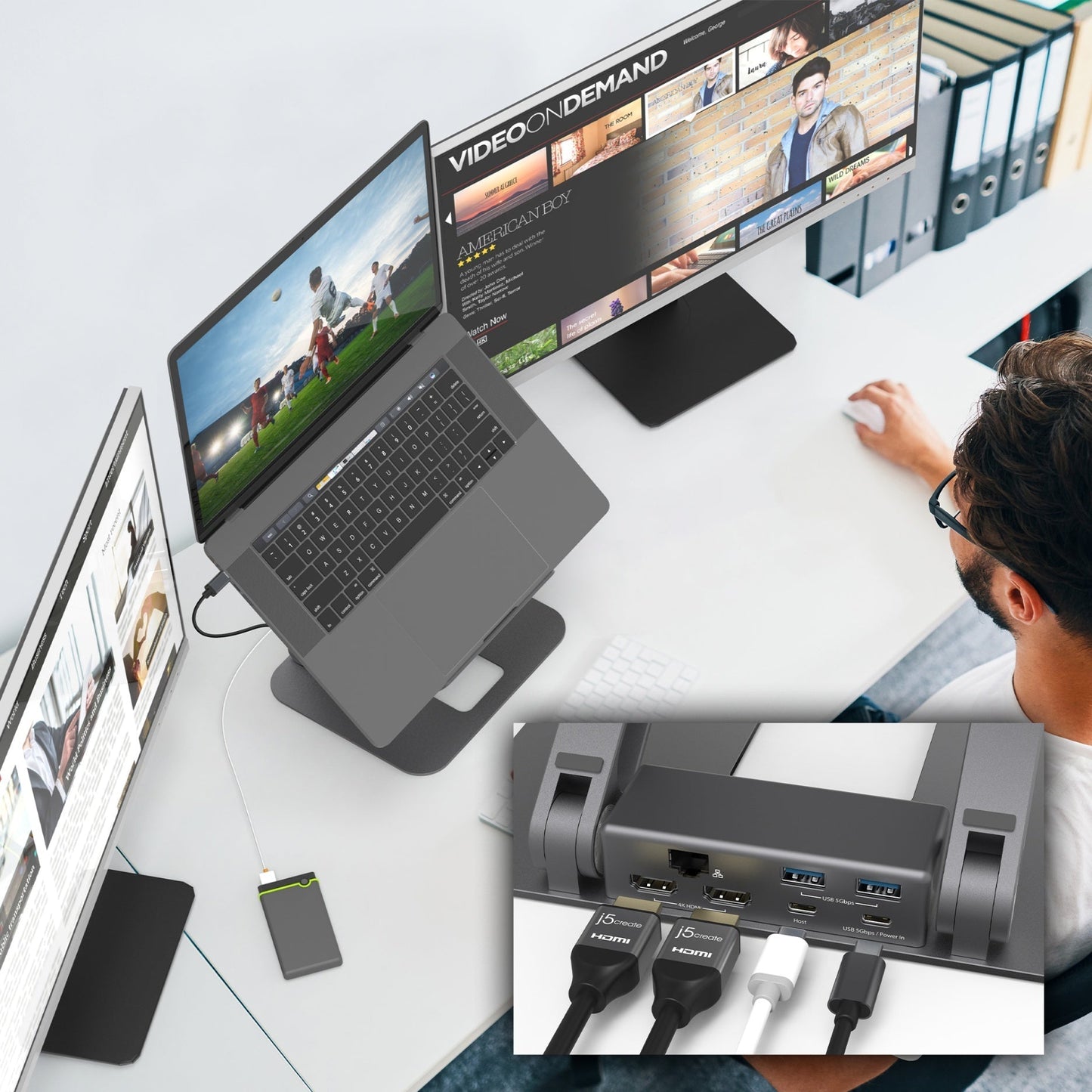 J5create Multi-Angle Dual HDMI Docking Stand - JTS427