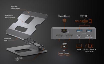 J5create Multi-Angle Dual HDMI Docking Stand - JTS427