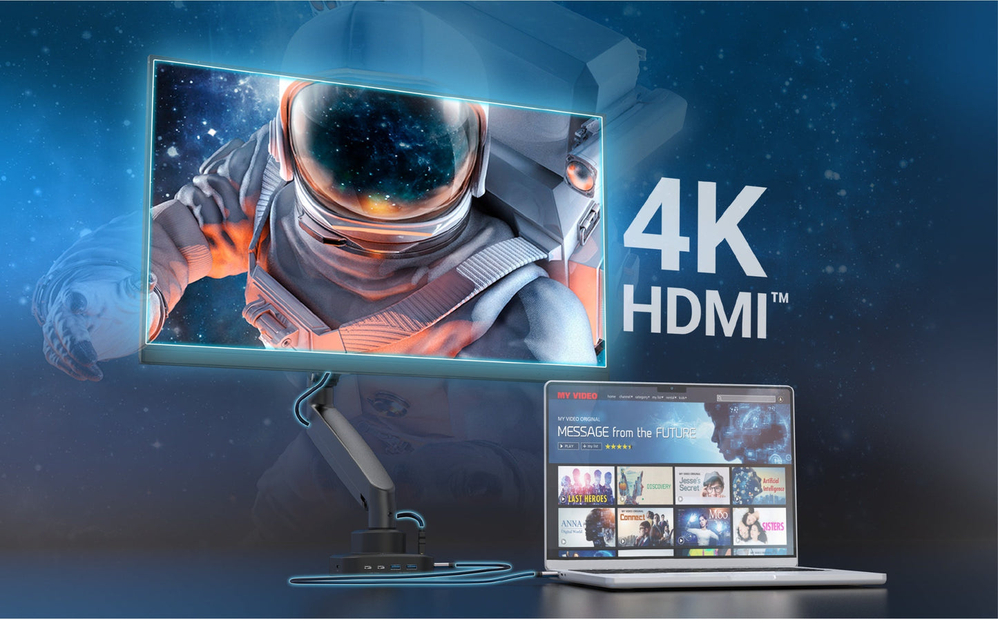J5create Ergonomic Monitor Mount with Dock - JTSA301
