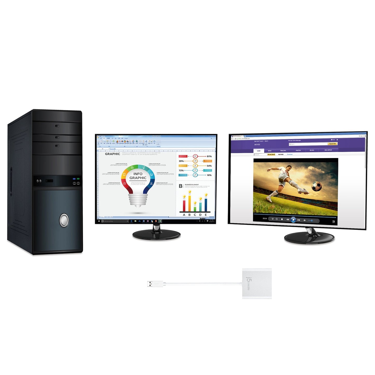 J5create USB 3.0 to Dual HDMI Multi-Monitor Adapter - JUA365