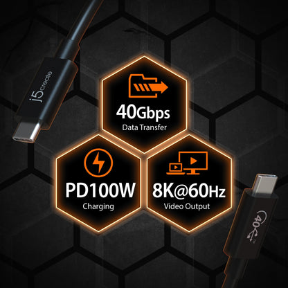 J5create Full-Featured USB-C Cable (USB4 Gen 3) - JUC28L08
