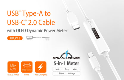 J5create USB-C Dynamic Power Meter Charging Cable - JUCP13
