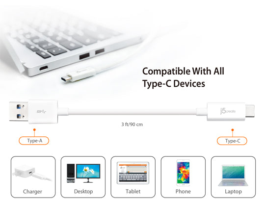 J5create USB Type-C 3.1 to Type-A Cable - JUCX06