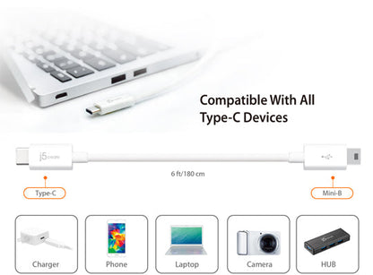 J5create USB Type-C 2.0 to Mini-B Cable - JUCX10
