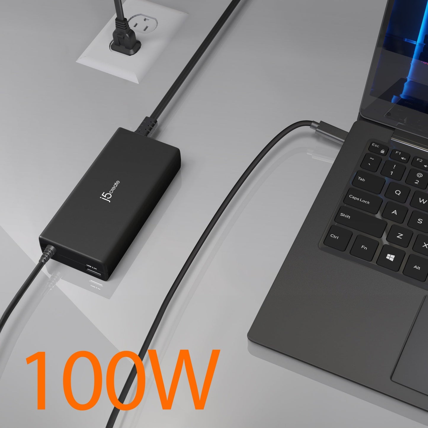 J5create 100W PD USB-C Super Charger with 6 Types of DC Connector - JUP2290DC
