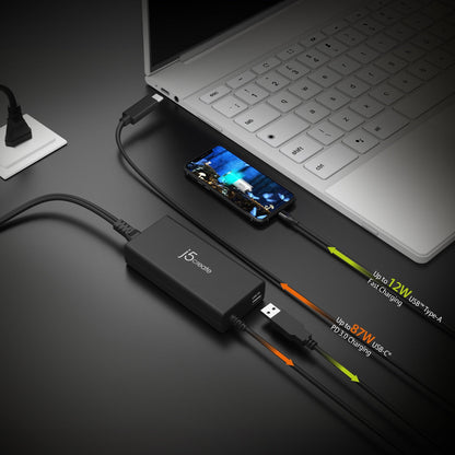 J5create 100W PD USB-C Super Charger with 6 Types of DC Connector - JUP2290DC