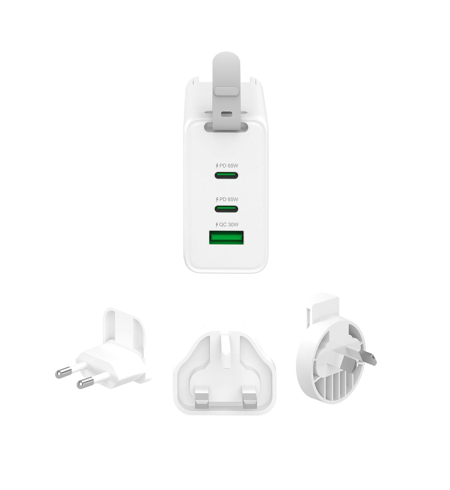 J5create 65W GaN USB-C® 3-Port Travel Charger with changeable AC plugs - JUP3565V