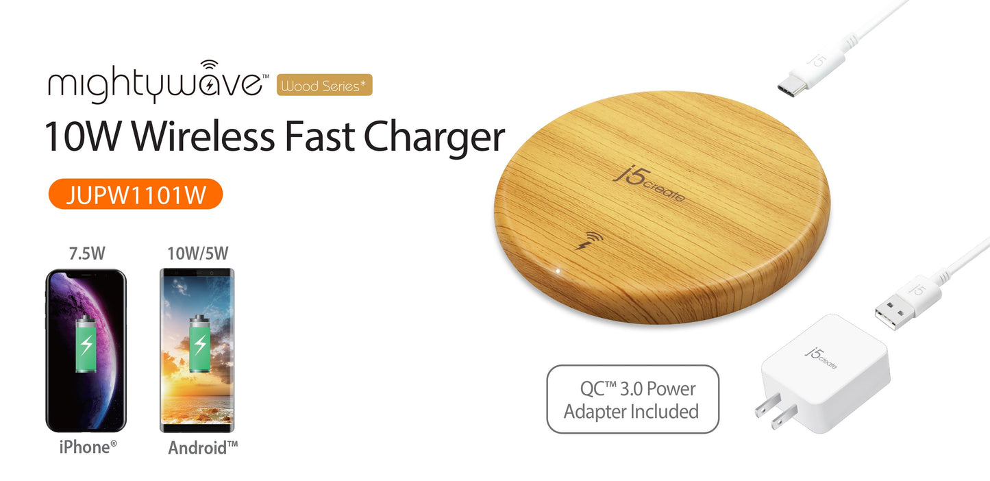 J5create Mightywave 10W Wireless Charger - JUPW1101W