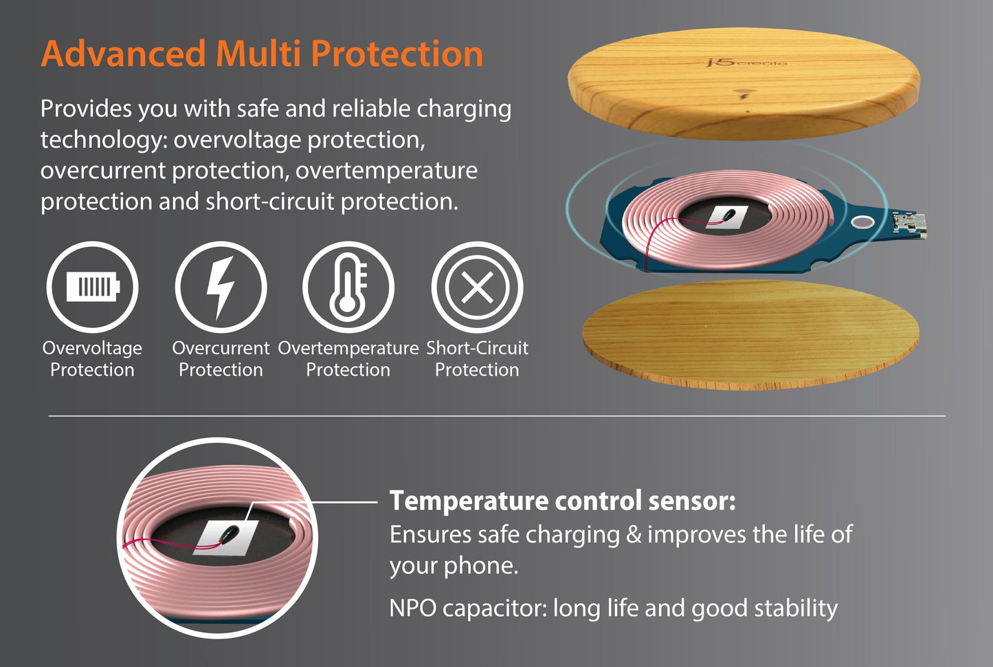 J5create Mightywave 10W Wireless Charger - JUPW1101W