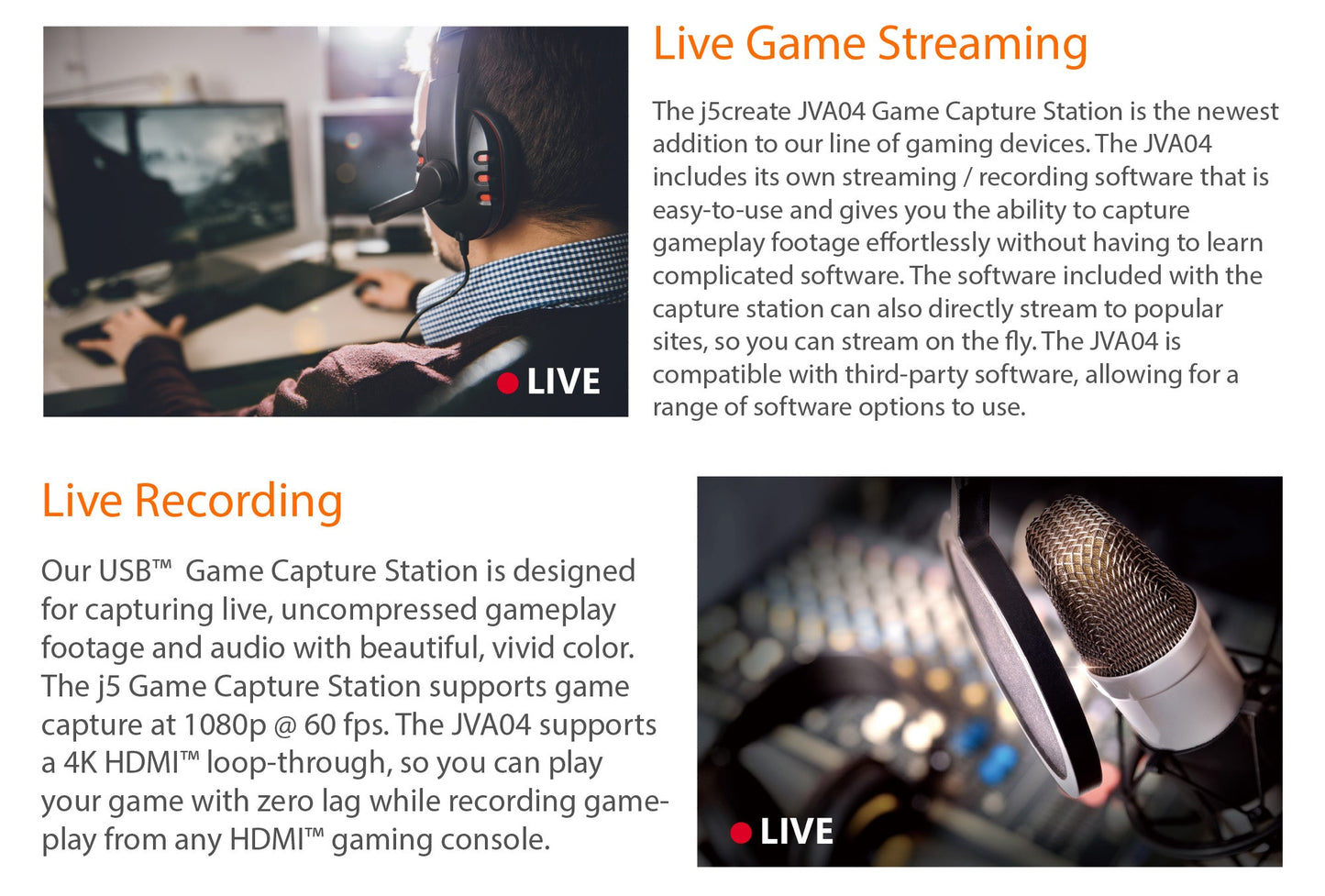J5create HDMI to USB Type-C Game Capture Station - JVA04