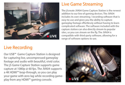 J5create HDMI to USB Type-C Game Capture Station - JVA04