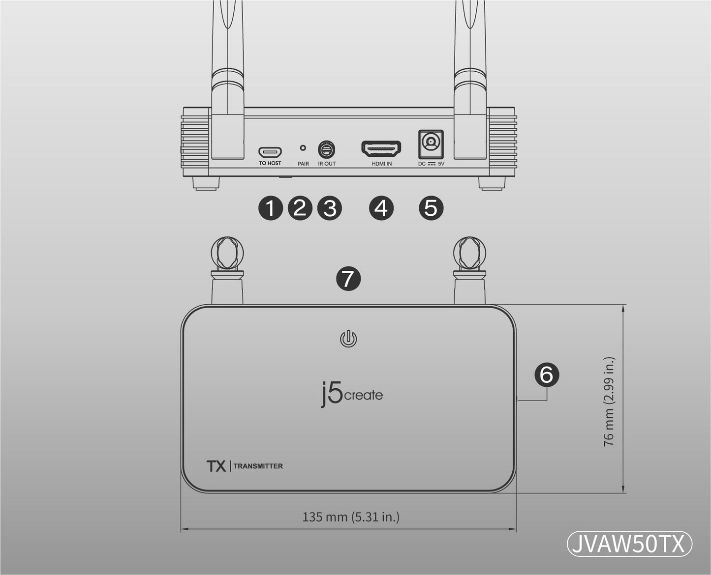 J5create Wireless Display HDMI & USB Extender - JVAW50