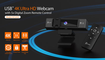 J5create USB 4K ULTRA HD Webcam with 5x Digital Zoom Remote Control - JVCU435
