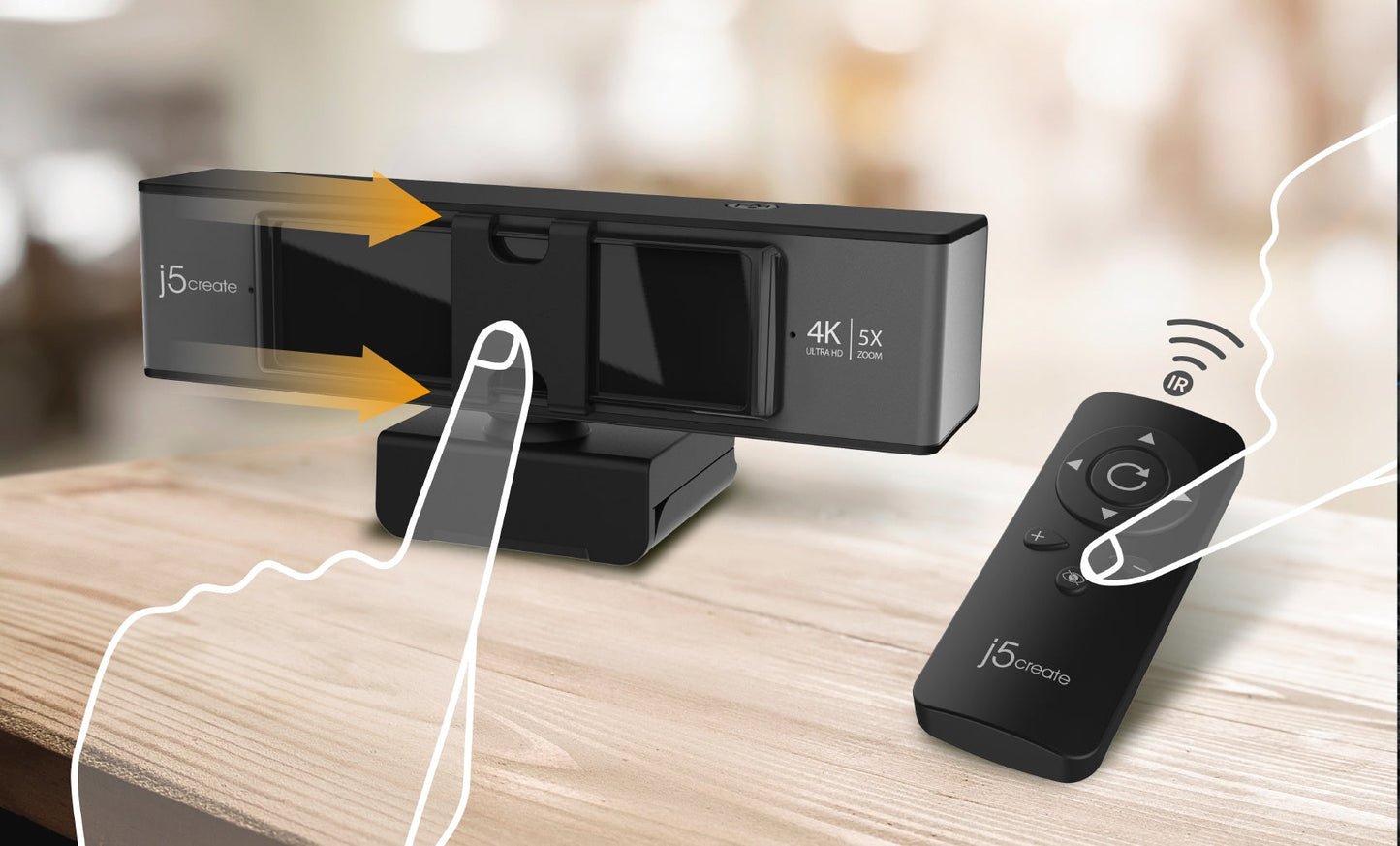 J5create USB 4K ULTRA HD Webcam with 5x Digital Zoom Remote Control - JVCU435