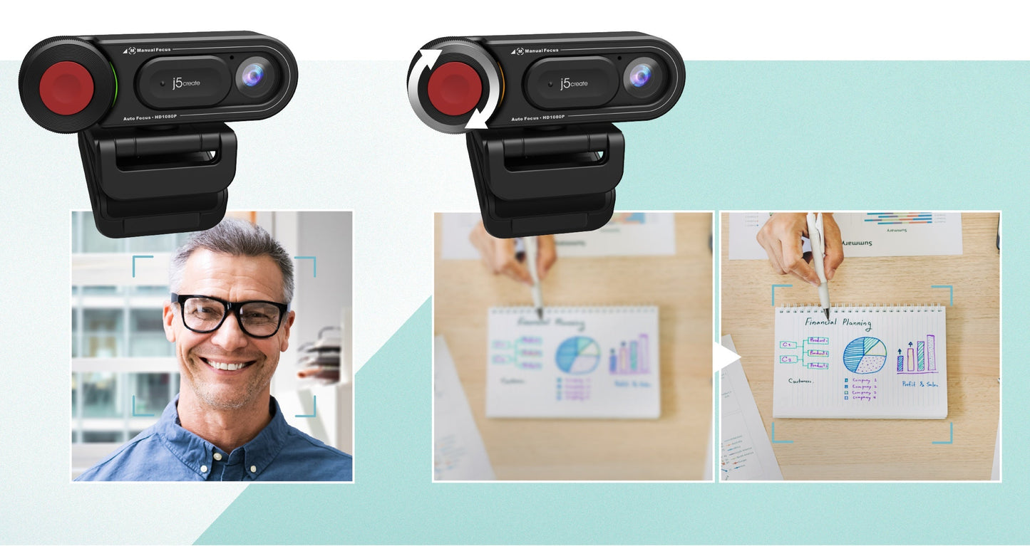 J5create HD Webcam with Auto & Manual Focus Switch  - JVU250