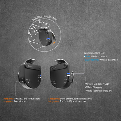 J5create 2K AI-Powered Webcam with Wireless Microphone and Auto-Focus - JVU300