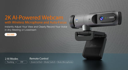 J5create 2K AI-Powered Webcam with Wireless Microphone and Auto-Focus - JVU300
