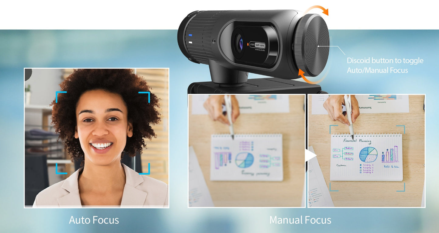 J5create 2K AI-Powered Webcam with Wireless Microphone and Auto-Focus - JVU300