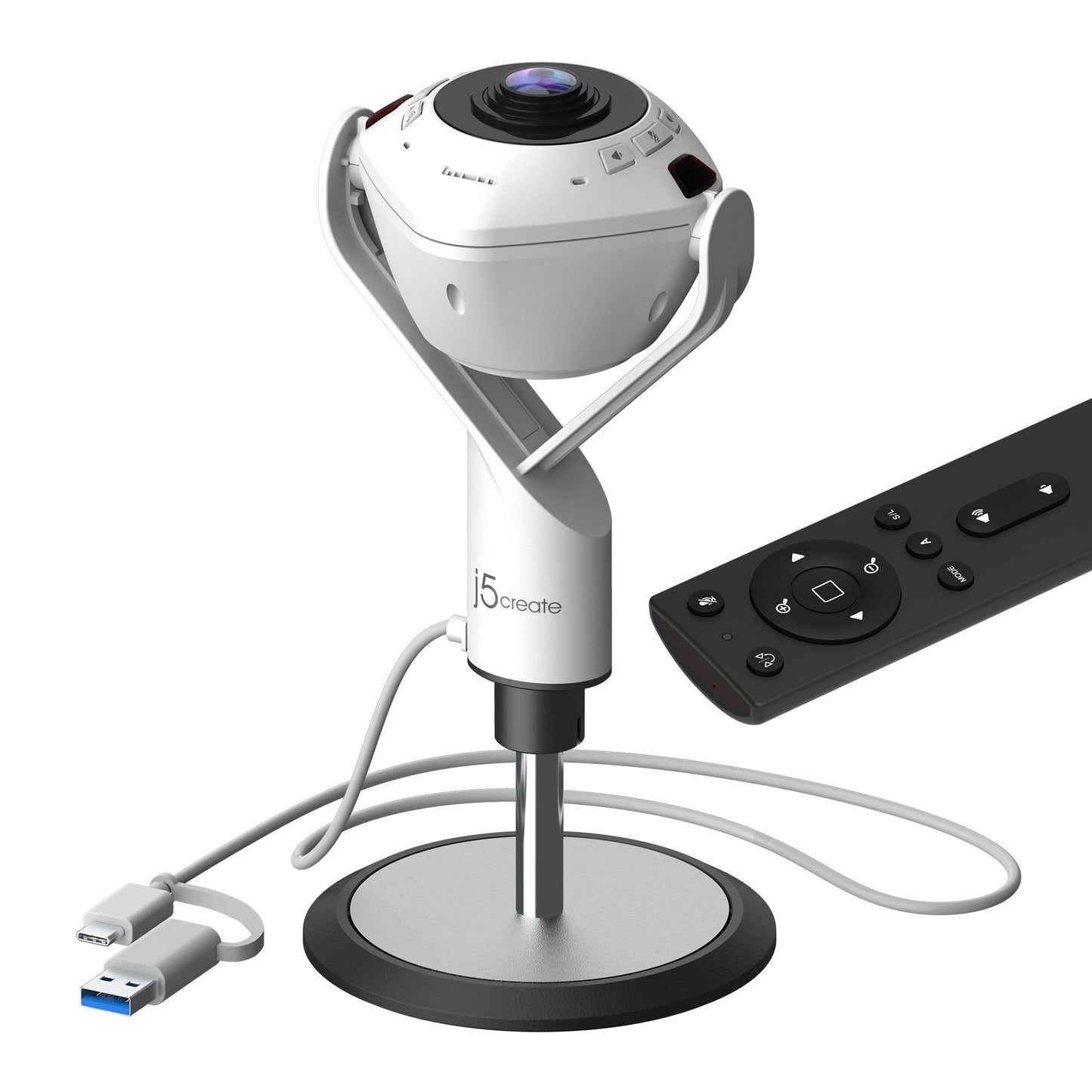 J5create 360° AI-Powered Webcam with Speakerphone - JVU368
