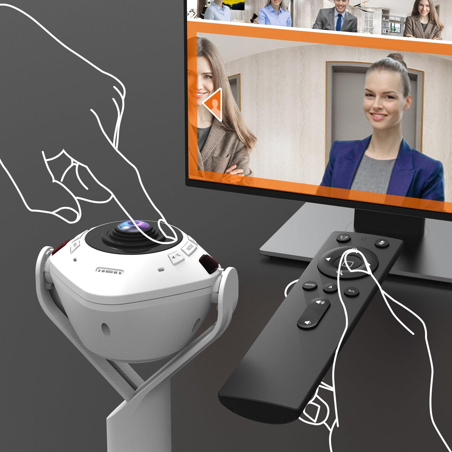 J5create 360° AI-Powered Webcam with Speakerphone - JVU368